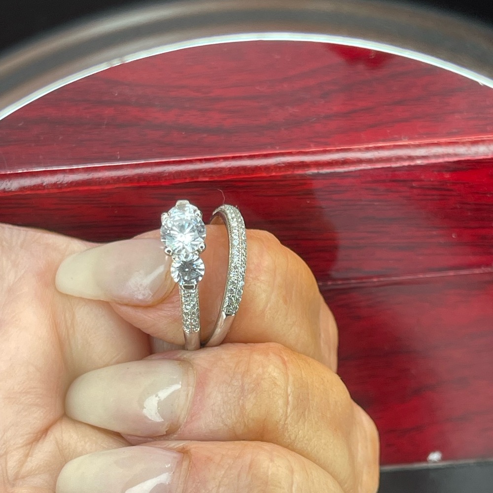 Size 8 Sterling Silver Stack Wedding Engagement R… - image 7